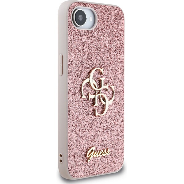 Guess-PU-Fixed-Glitter-4G-Metal-Logo-kryt-iPhone-17e-16e-ruzovy