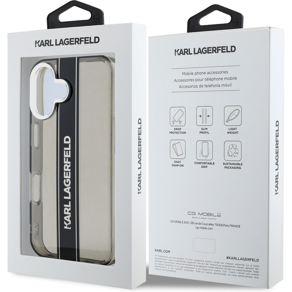 Karl-Lagerfeld-IML-Stripe-Logo-kryt-iPhone-16-cerny