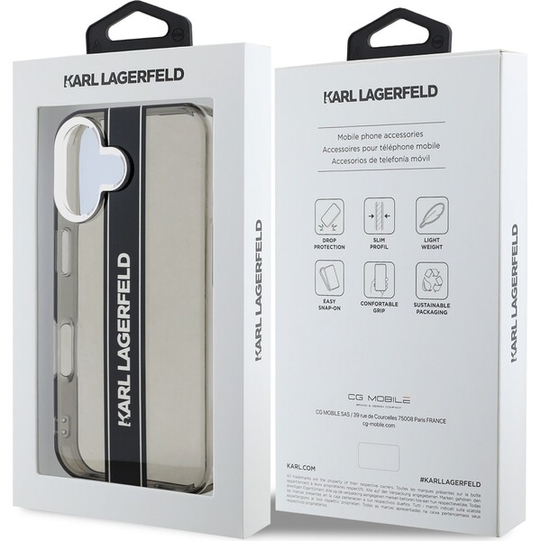 Karl-Lagerfeld-IML-Stripe-Logo-kryt-iPhone-16-cerny