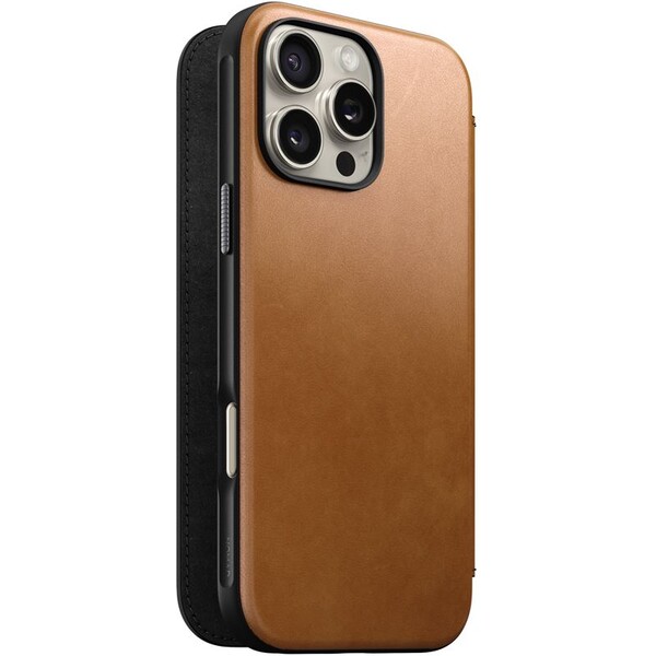 Nomad-Modern-Leather-Folio-MagSafe-pouzdro-iPhone-16-Pro-Max-svetle-hnede
