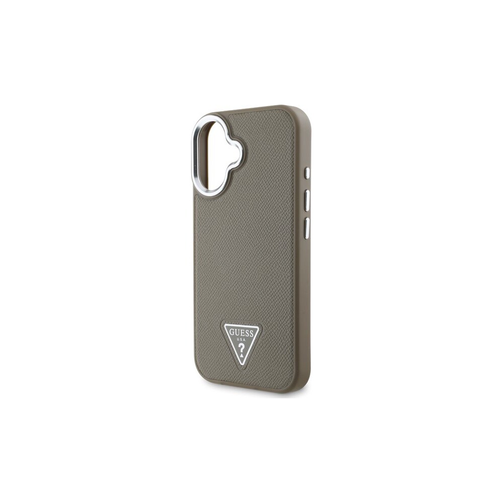 Guess-PU-Grained-Triangle-Logo-kryt-pro-iPhone-16-hnedy