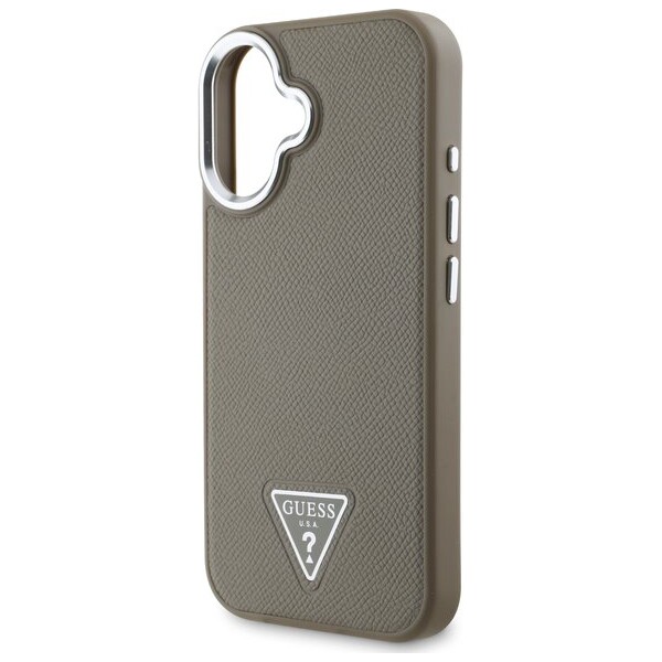 Guess-PU-Grained-Triangle-Logo-kryt-pro-iPhone-16-hnedy