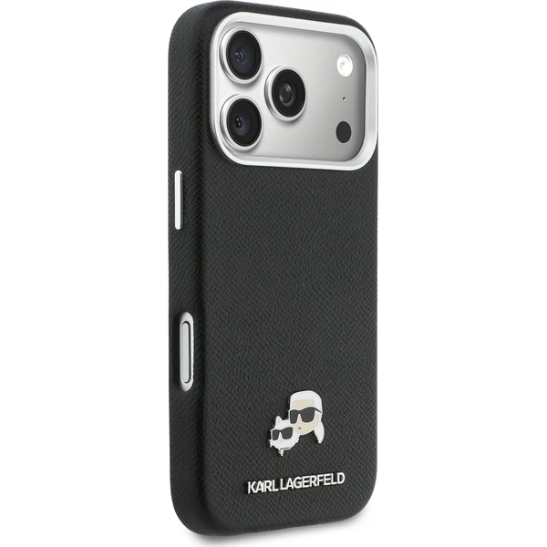 Karl-Lagerfeld-PU-Karl-and-Choupette-Heads-Pins-MagSafe-kryt-iPhone-17-Pro-Max-cerny