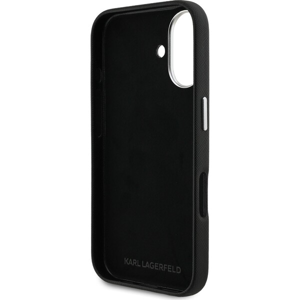 Karl-Lagerfeld-Grained-PU-K-CH-Heads-kryt-iPhone-16-cerny