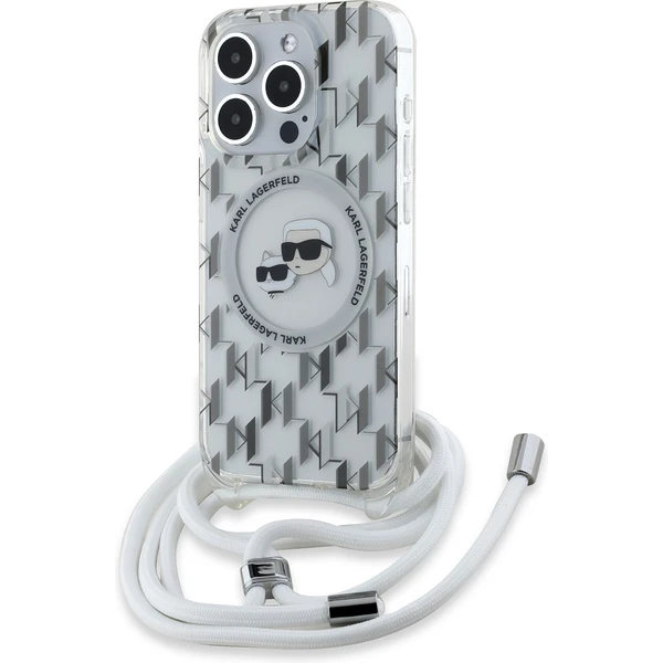 Karl Lagerfeld IML Monogram Crossbody K&CH Heads MagSafe zadní kryt iPhone 15 Pro čirý - Pouzdra - Obrázek 2AP5000J01