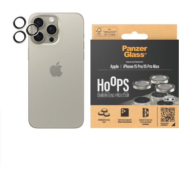 PanzerGlass-HoOps-ochranne-krouzky-Apple-iPhone-16-Pro-16-Pro-Max-15-Pro-15-Pro-Max-prirodni-hlinik