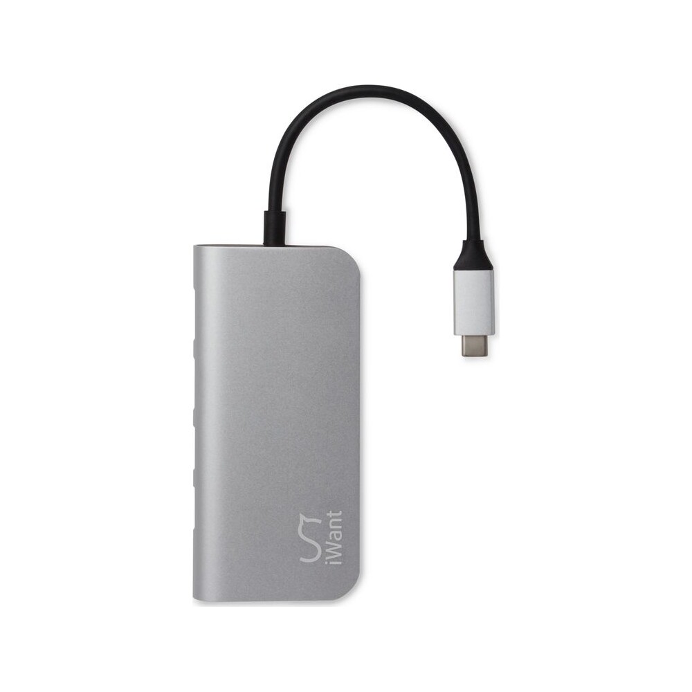 iWant-USB-C-HUB-s-3x-USB-2x-HDMI-Ethernet-SDHC-microSD-USB-C-stribrny