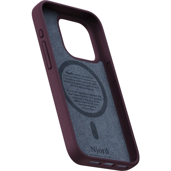 NJORD Salmon Leather Magsafe kryt iPhone 15 Pro vínový - Pouzdra - Obrázek 2L19000601