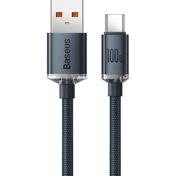 Baseus-Crystal-Shine-USB-A-USB-C-napajeci-kabel-100W-1-2m-cerny
