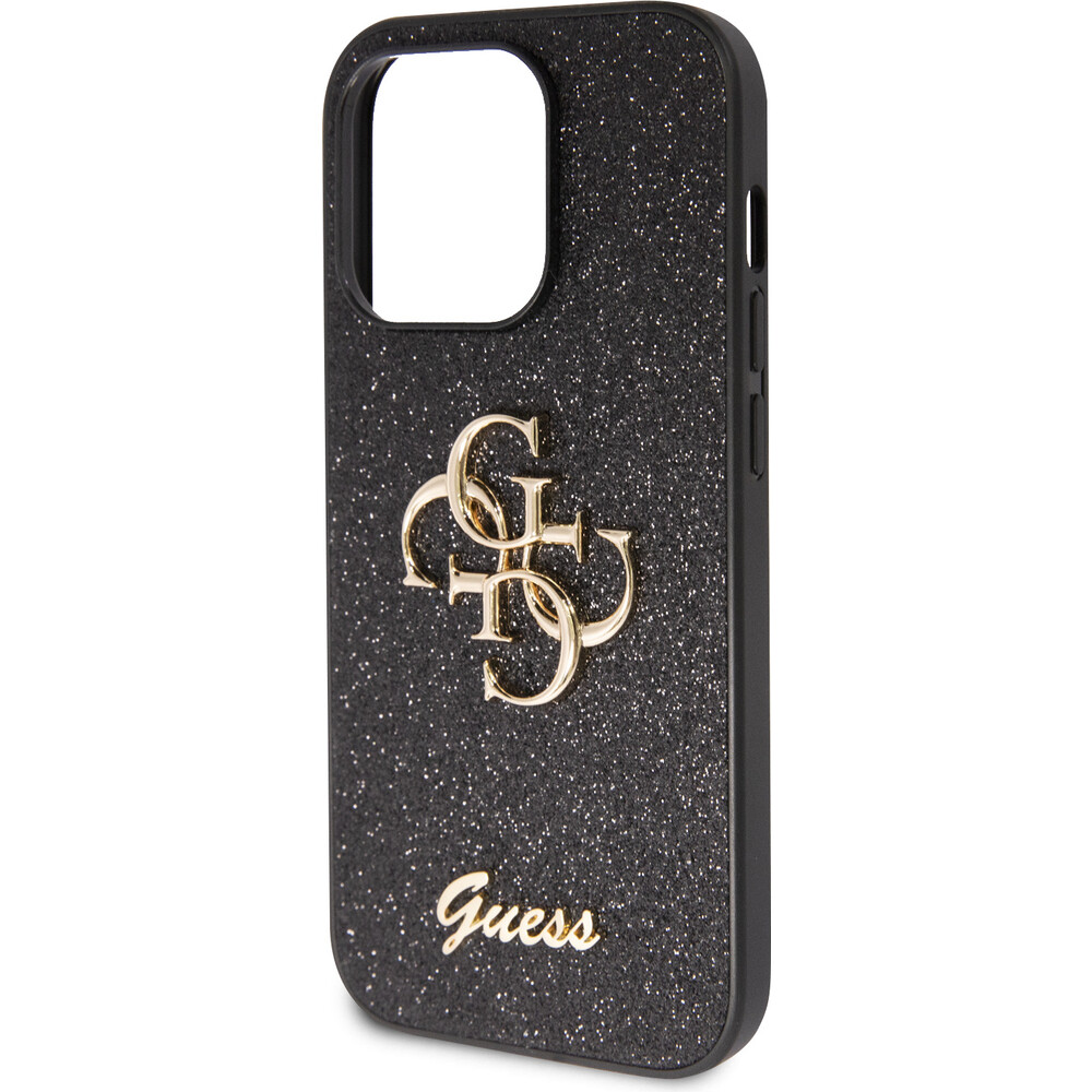 Guess-PU-Fixed-Glitter-4G-Metal-Logo-kryt-iPhone-15-Pro-Max-cerny