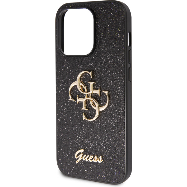 Guess-PU-Fixed-Glitter-4G-Metal-Logo-kryt-iPhone-15-Pro-Max-cerny