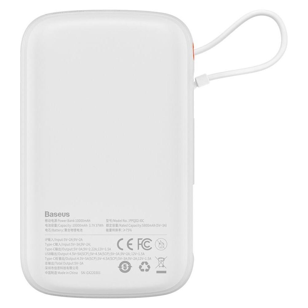 Baseus-Qpow-Pro-10000mAh-22-5W-s-kabelem-USB-C-bila