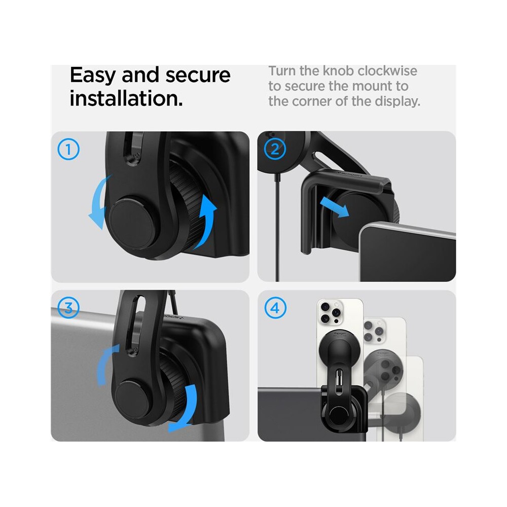 Spigen-Tesla-TapLock-MagSafe-Car-Mount-Charger-Qi2-drzak-s-nabijenim-cerny