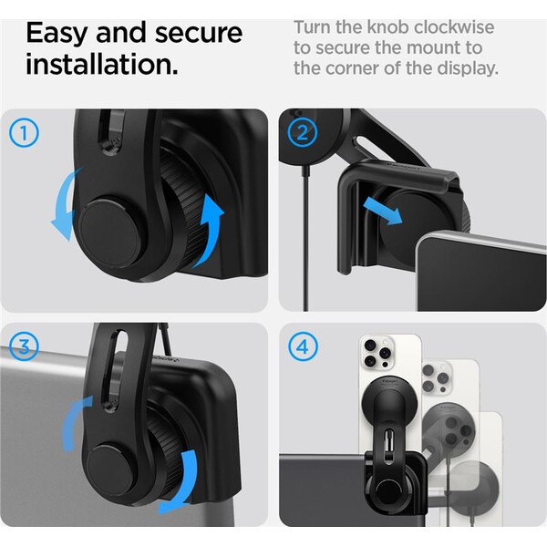 Spigen-Tesla-TapLock-MagSafe-Car-Mount-Charger-Qi2-drzak-s-nabijenim-cerny
