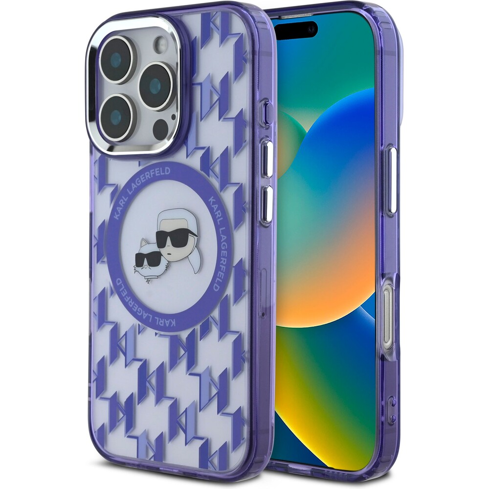 Karl-Lagerfeld-IML-Monogram-K-CH-Heads-MagSafe-kryt-pro-iPhone-16-Pro-fialovy