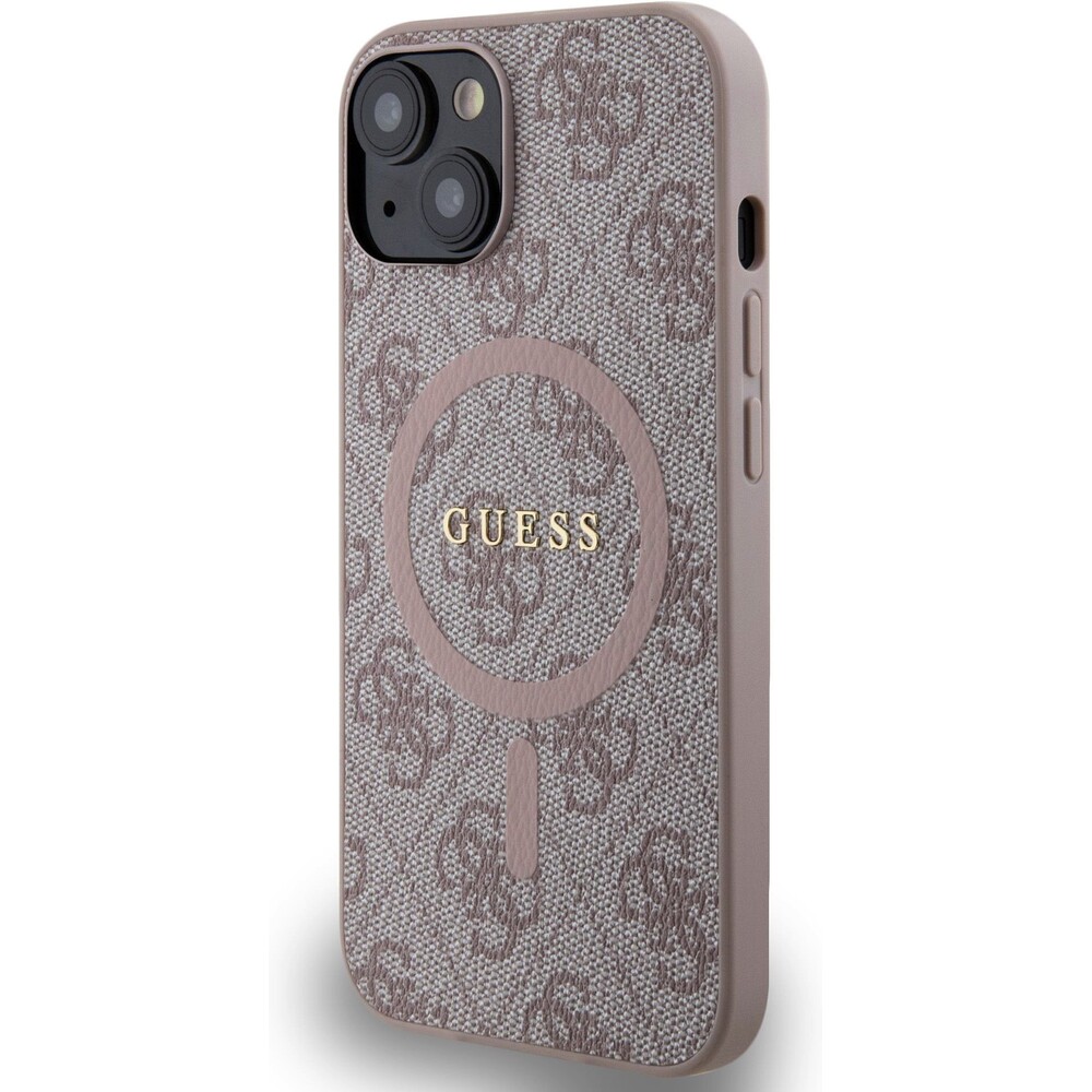 Guess-PU-Leather-4G-Colored-Ring-MagSafe-kryt-iPhone-14-ruzovy