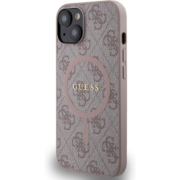 Guess-PU-Leather-4G-Colored-Ring-MagSafe-kryt-iPhone-14-ruzovy