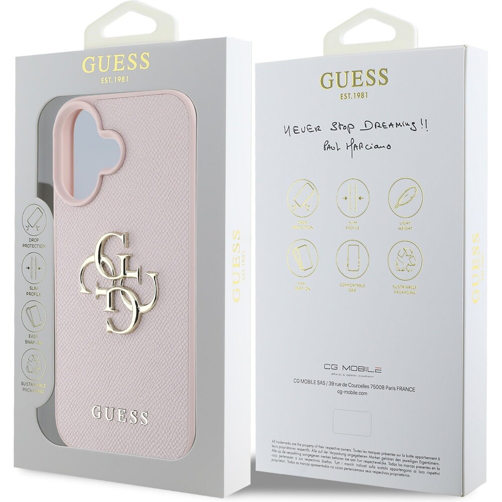 Guess-PU-Grained-4G-Metal-Logo-kryt-iPhone-16-ruzovy