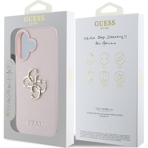 Guess-PU-Grained-4G-Metal-Logo-kryt-iPhone-16-ruzovy