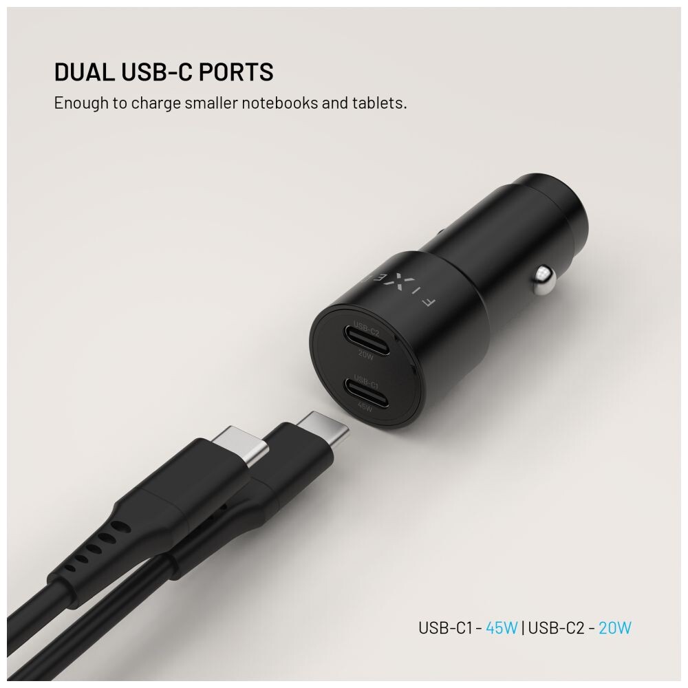 FIXED-autonabijecka-s-2xUSB-C-vystupem-podpora-PD-3-0-65W-cerna