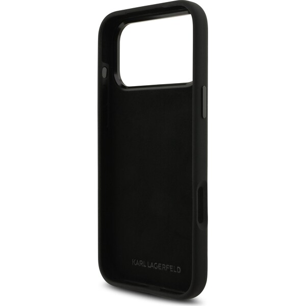 Karl-Lagerfeld-Liquid-Silicone-Metal-Ikonik-kryt-iPhone-17-Pro-Max-cerny
