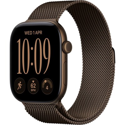 Apple Watch Series 12 Cellular (46mm) Tmavě bronzový hliník s tmavě bronzovým milánským tahem M/L