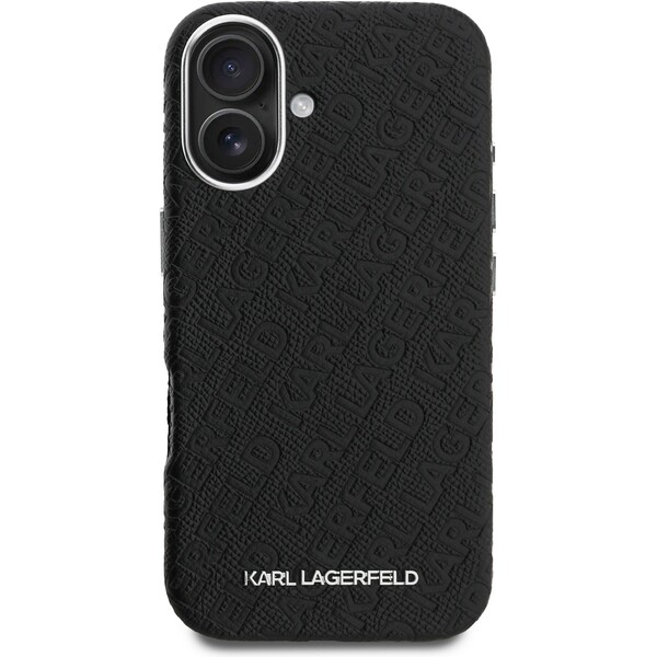Karl-Lagerfeld-Grained-PU-Repeated-Logo-MagSafe-kryt-iPhone-16-cerny