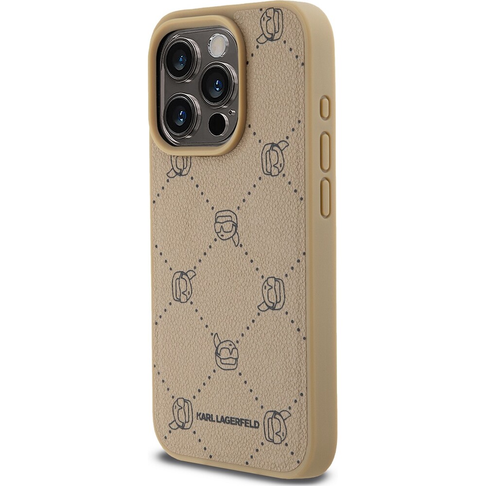 Karl-Lagerfeld-PU-Karl-Heads-Pattern-Magsafe-zadni-kryt-pro-iPhone-15-Pro-bezovy
