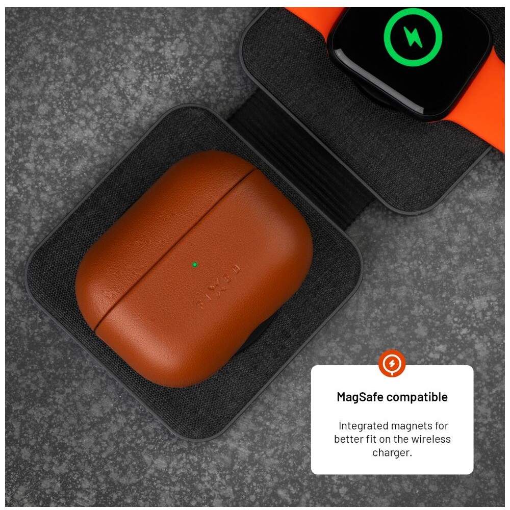 FIXED-PodsLeather-kozene-pouzdro-s-MagSafe-pro-Apple-AirPods-Pro-2-hnede