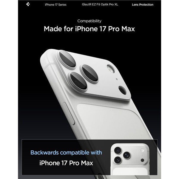 Spigen-Glass-tR-EZ-Fit-Optik-Pro-XL-sklo-na-fotoaparat-iPhone-17-Pro-Max-stribrne