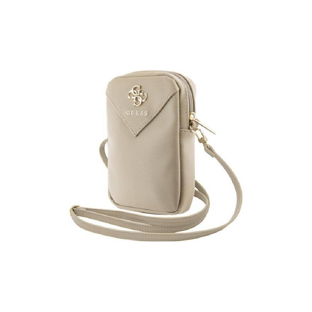 Guess-PU-Grained-4G-Metal-Logo-taska-na-telefon-se-zipem-zlata