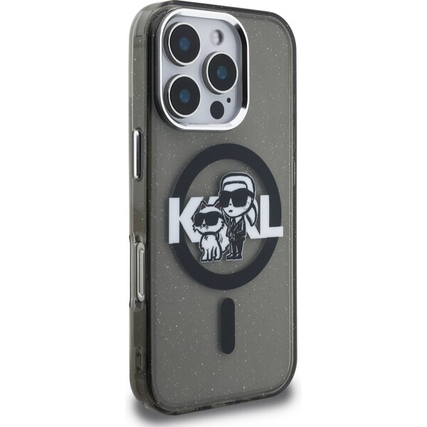 Karl-Lagerfeld-IML-Glitter-Karl-and-Choupette-Sketch-MagSafe-kryt-iPhone-16-Pro-Max-cerny