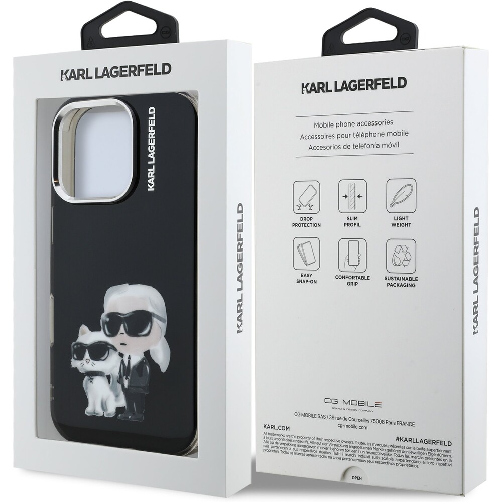 Karl-Lagerfeld-IML-Aquarelle-Karl-and-Choupette-kryt-iPhone-16-Pro-cerny