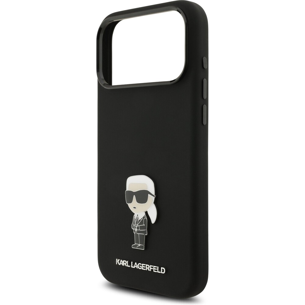 Karl-Lagerfeld-Liquid-Silicone-Metal-Ikonik-kryt-iPhone-17-Pro-Max-cerny