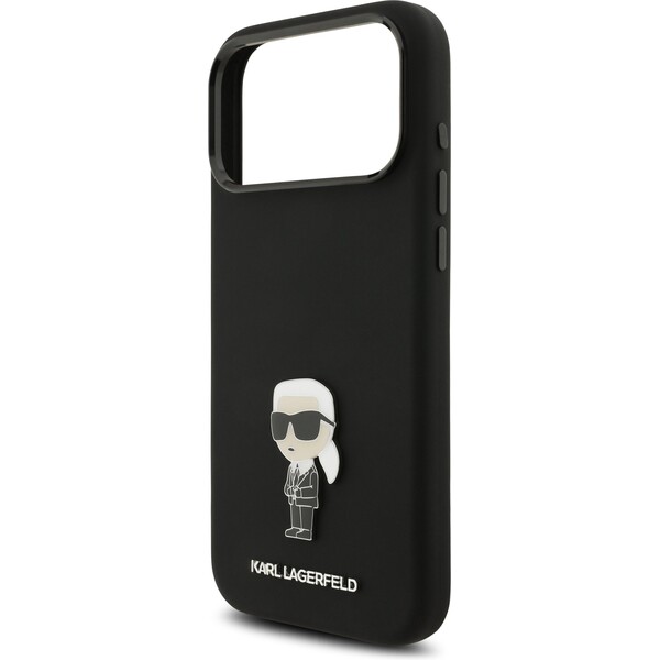 Karl-Lagerfeld-Liquid-Silicone-Metal-Ikonik-kryt-iPhone-17-Pro-Max-cerny