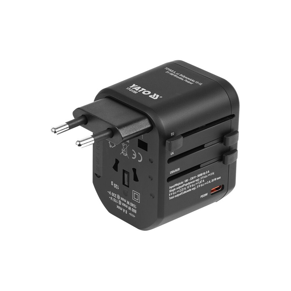 Vasco-Yato-univerzalni-cestovni-adapter-PD-USB-C-QC3-0-USB-A-