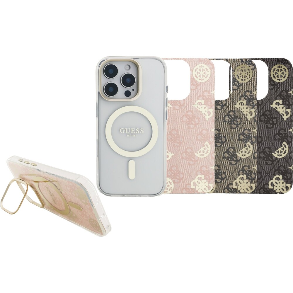Guess-PC-TPU-Electroplated-Stand-Camera-Frame-MagSafe-kryt-s-vymenitelnym-pozadim-iPhone-16-Pro