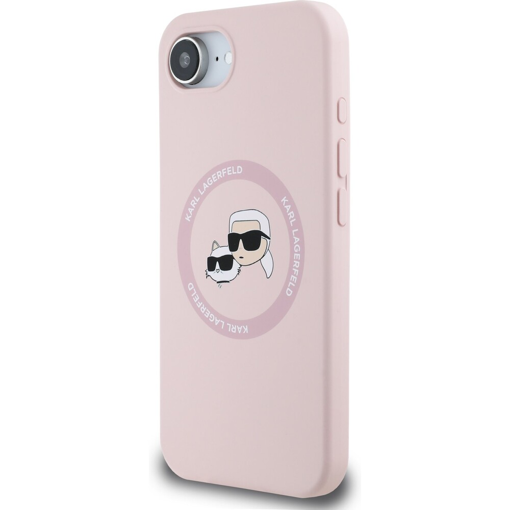Karl-Lagerfeld-Liquid-Silicone-K-CH-Heads-MagSafe-kryt-iPhone-17e-16e-ruzovy