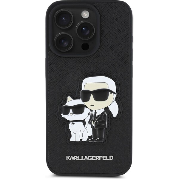 Karl-Lagerfeld-PU-Saffiano-Karl-and-Choupette-kryt-iPhone-15-Pro-Max-cerny