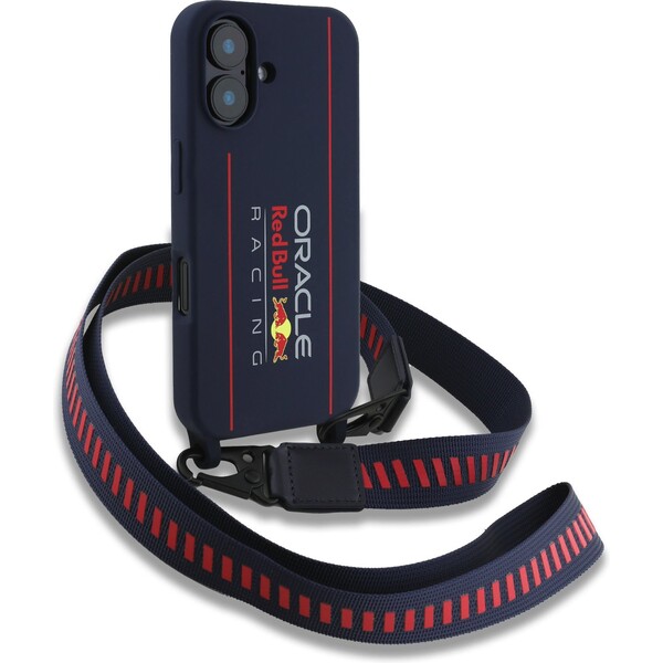 Oracle-Red-Bull-Racing-Silicone-Vertical-Logo-MagSafe-zadni-kryt-Crossbody-popruh-iPhone-16-modry