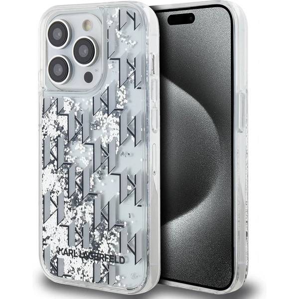 Karl Lagerfeld Liquid Glitter Monogram Gradient zadní kryt iPhone 14 Pro Max bílý - Pouzdra - Hlavní obrázek