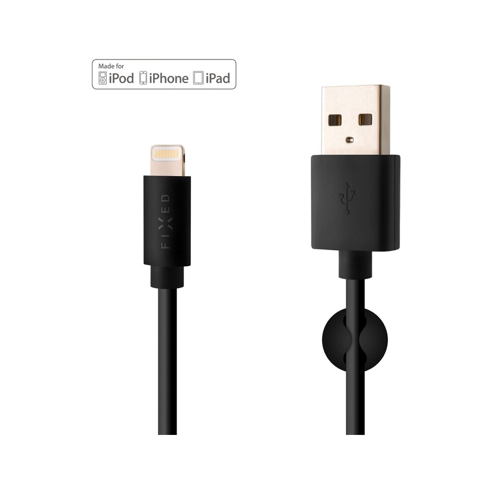 FIXED-USB-A-Lightning-napajeci-kabel-2m-cerny
