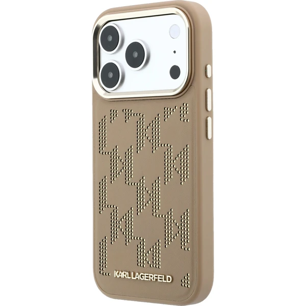 Karl-Lagerfeld-PU-Perforated-Monogram-MagSafe-kryt-iPhone-17-Pro-bezovy