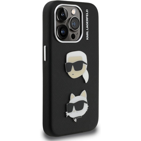 Karl-Lagerfeld-Grained-PU-K-CH-Heads-kryt-iPhone-15-Pro-Max-cerny
