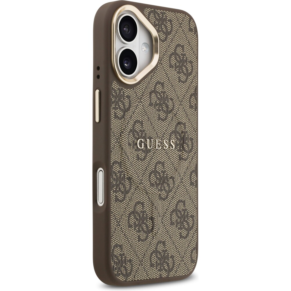 Guess-PU-Leather-4G-Gold-Frame-MagSafe-kryt-iPhone-17-hnedy