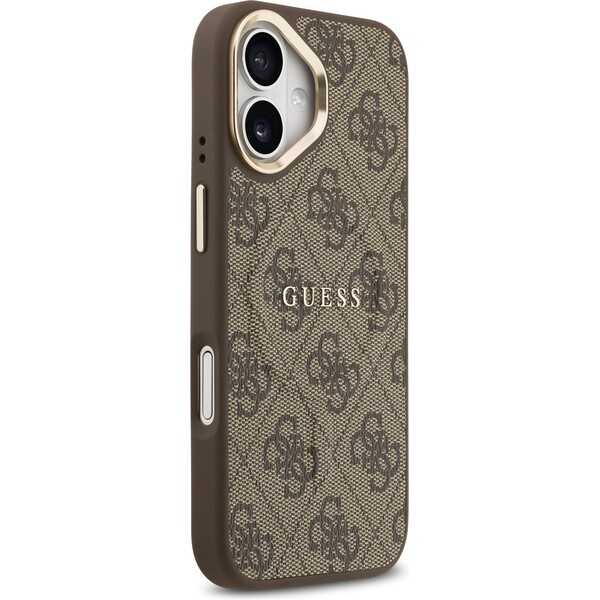 Guess-PU-Leather-4G-Gold-Frame-MagSafe-kryt-iPhone-17-hnedy