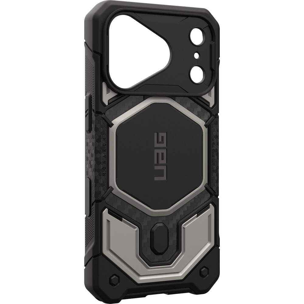 UAG-Monarch-Pro-MagSafe-Titanium-kryt-iPhone-18-Pro-17-Pro-stribrny