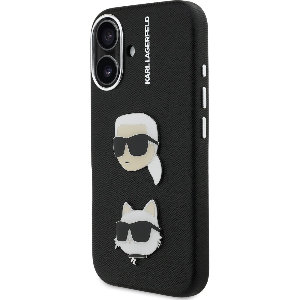 Karl-Lagerfeld-Grained-PU-K-CH-Heads-kryt-iPhone-16-cerny