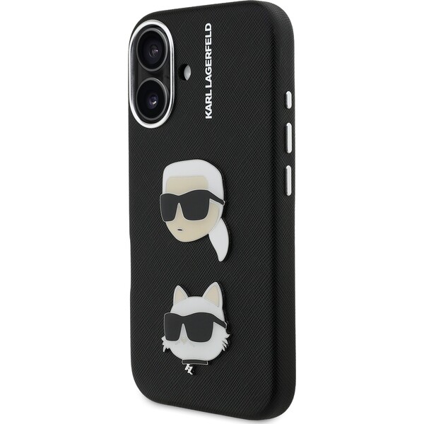Karl-Lagerfeld-Grained-PU-K-CH-Heads-kryt-iPhone-16-cerny
