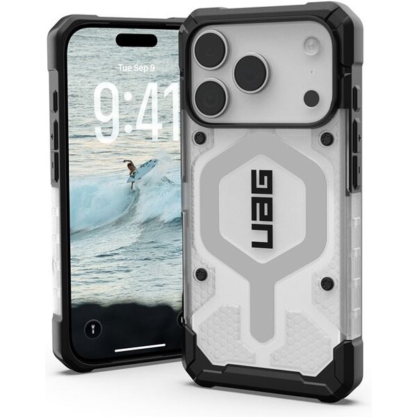 UAG-Pathfinder-Clear-Magsafe-kryt-iPhone-17-Pro-ciry-stribrny